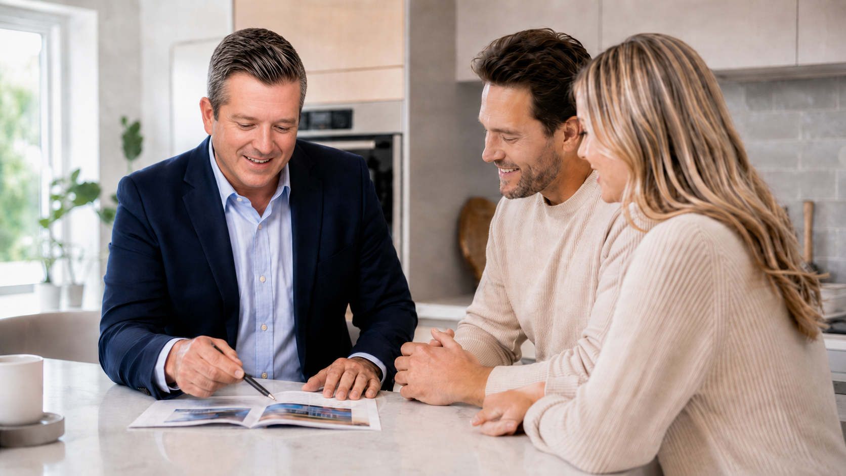 Geoff Harris reviewing home buying options with clients