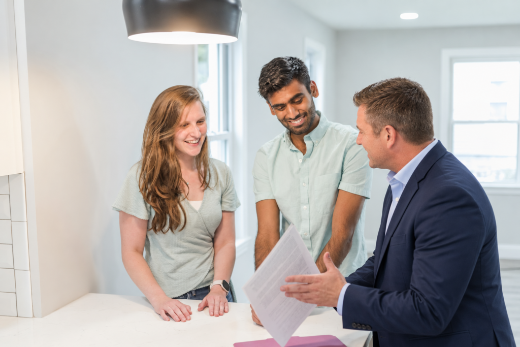 Geoff Harris meeting with Harris Homes buyers and sellers