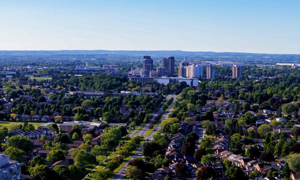 Aerial view of Ajax Ontario homes and neighbourhoods