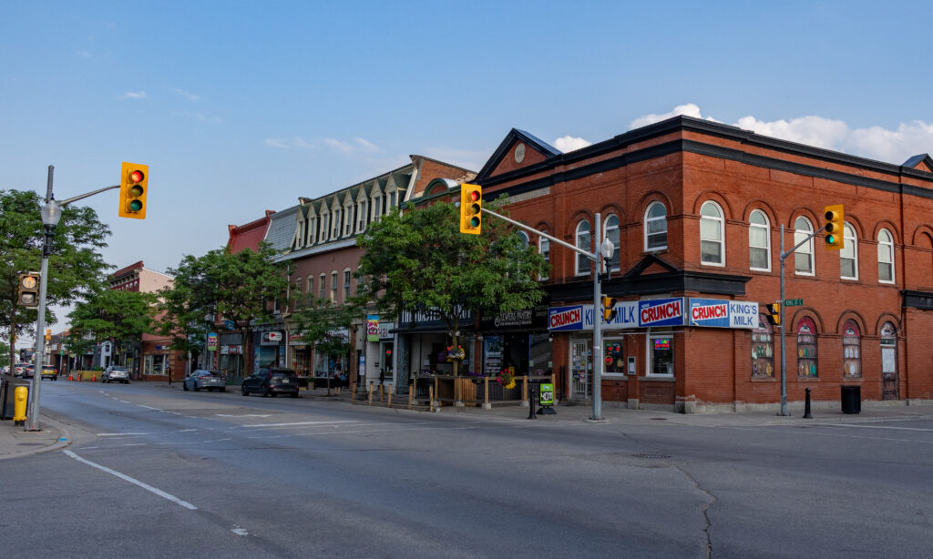 Downtown Bowmanville Ontario shops and streetscape